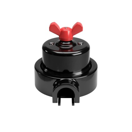 Kit interrupteur/va et vient avec écrou papillon et base pour Creative-Tubes en porcelaine noire - Rouge