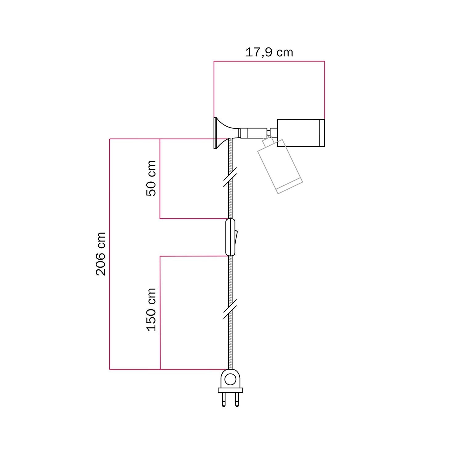 MAG-Y wandlamp met scharnier en spot