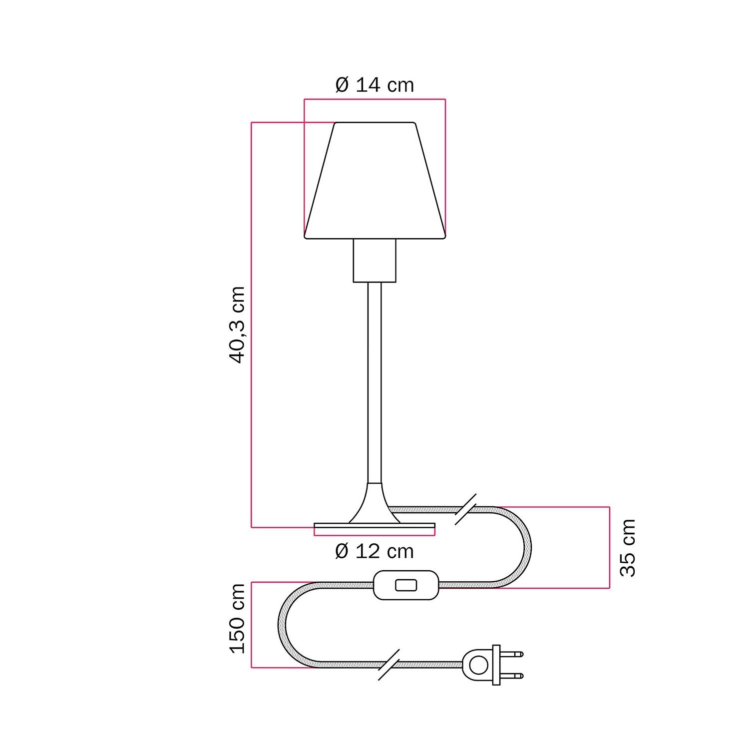 Lampe de table MAG-Y avec socle rond en métal et abat-jour