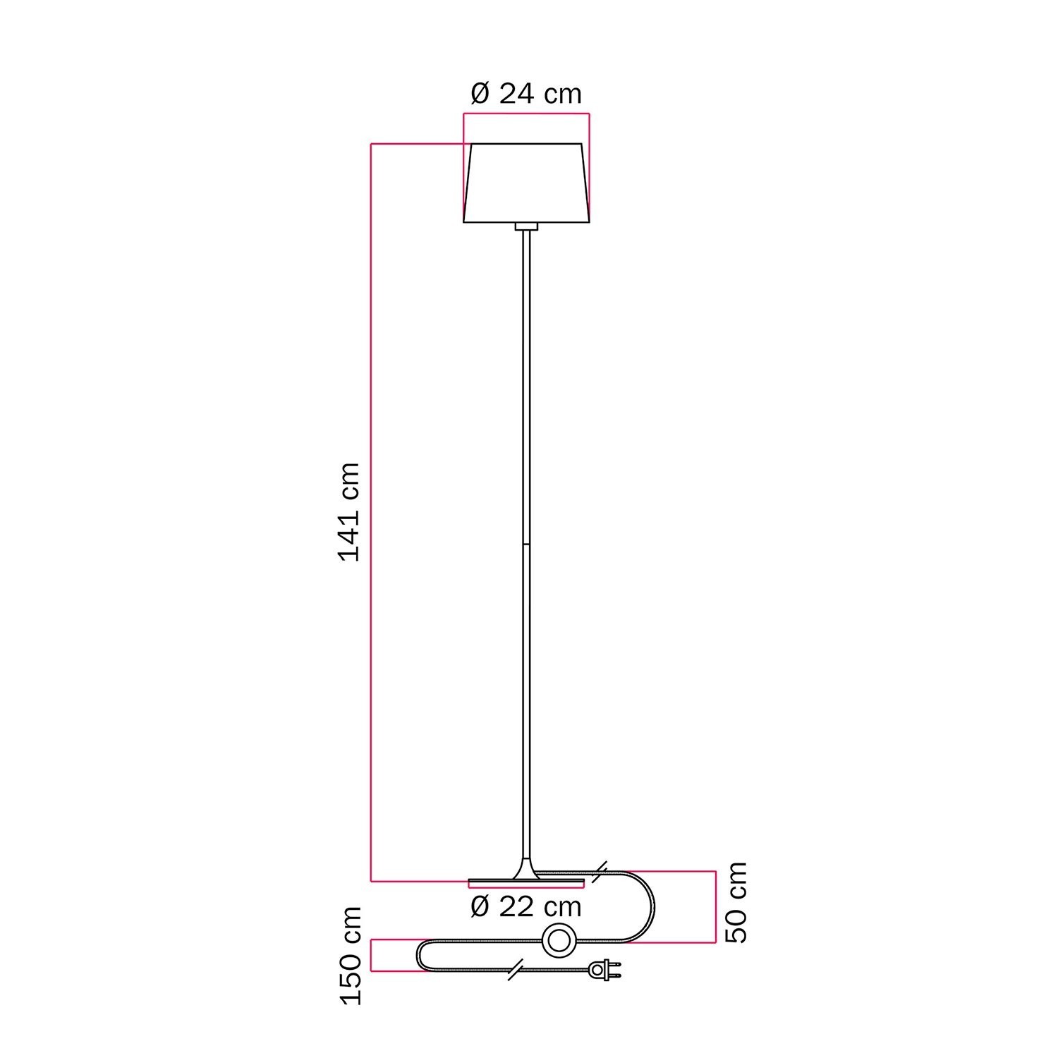 Lampadaire MAG-Y avec socle rond en métal et abat-jour Athena