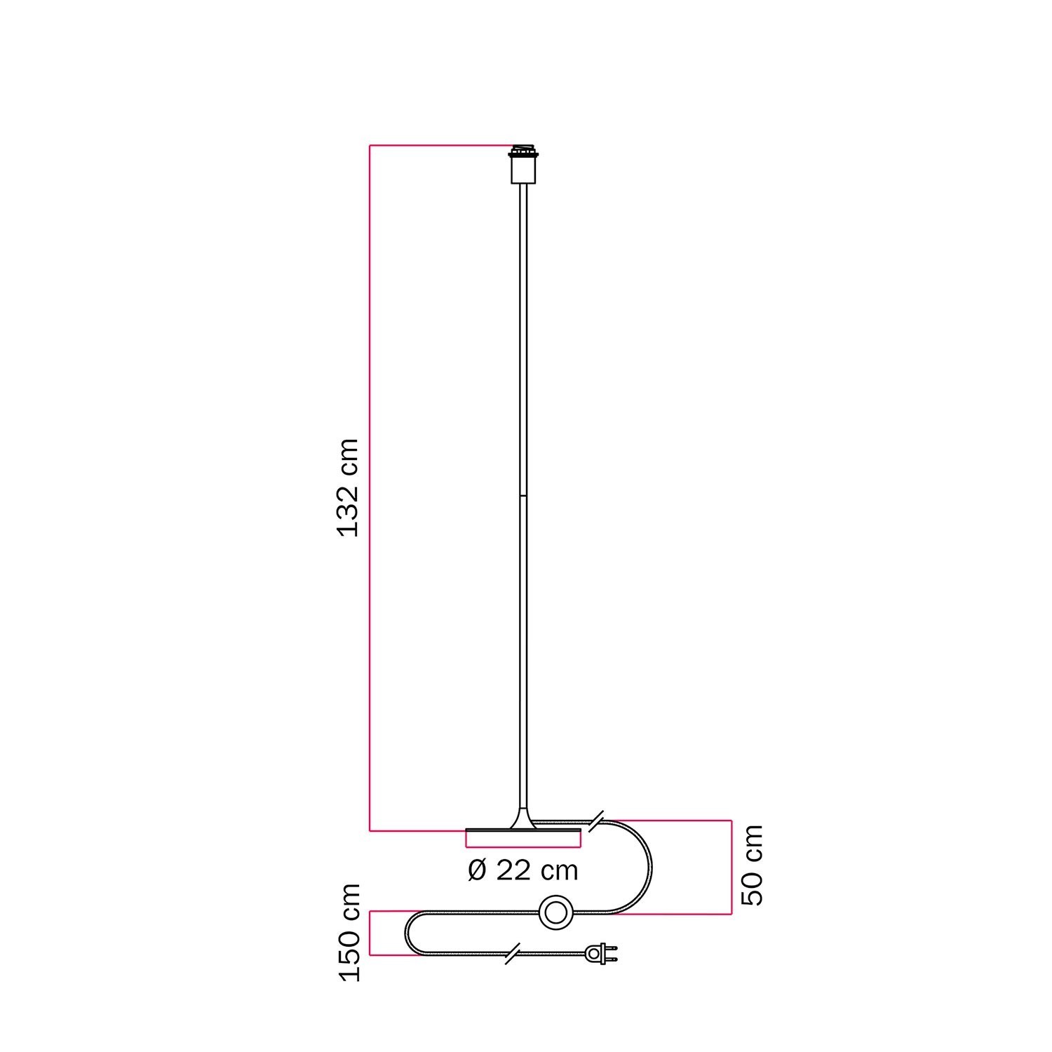 MAG-Y vloerlamp met ronde metalen voet met fitting voor lampenkap