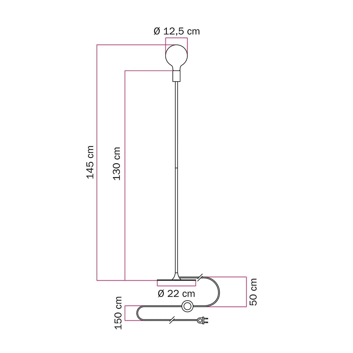 MAG-Y vloerlamp met ronde metalen voet