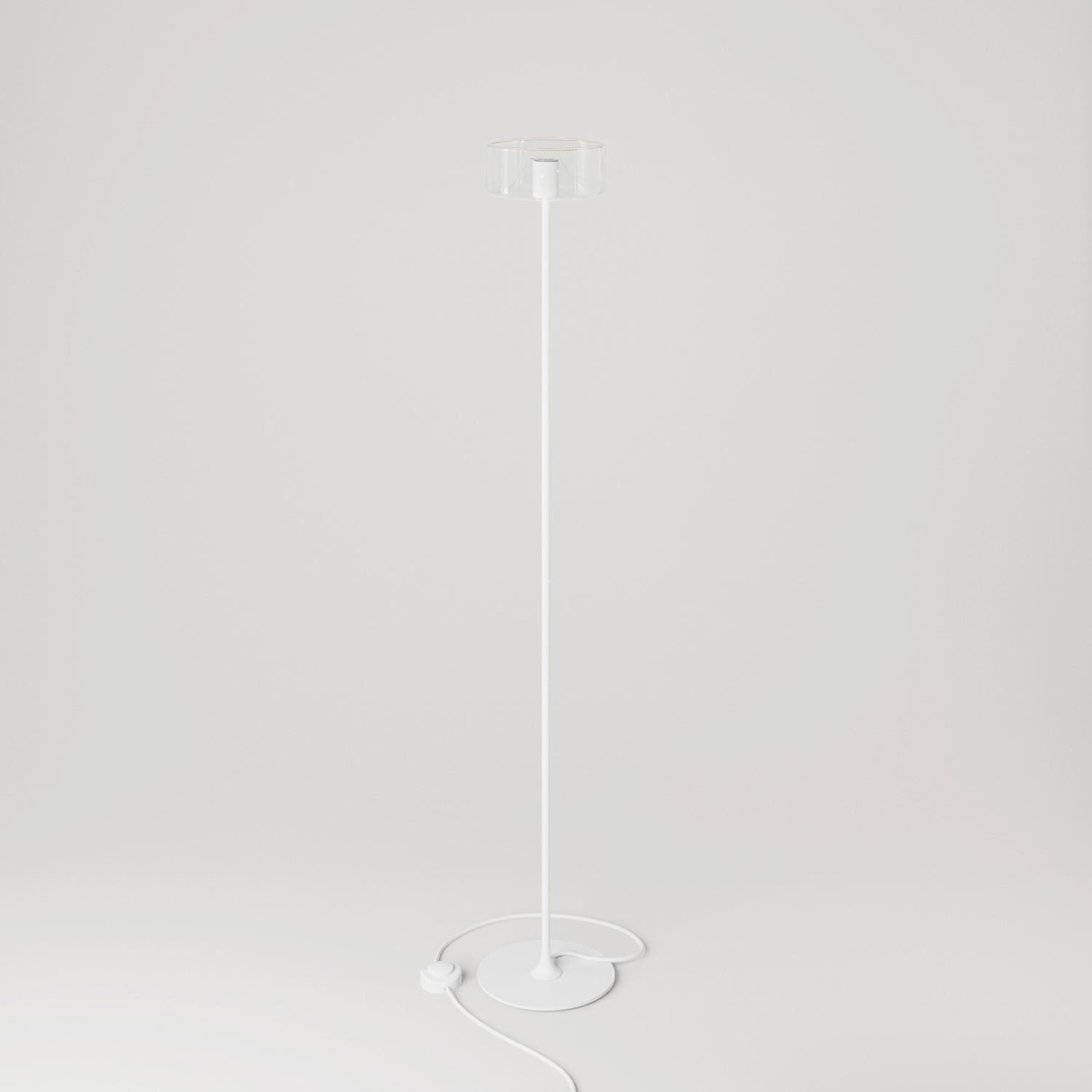 Lampadaire MAG-Y avec socle rond en métal et ampoule Ghost transparente