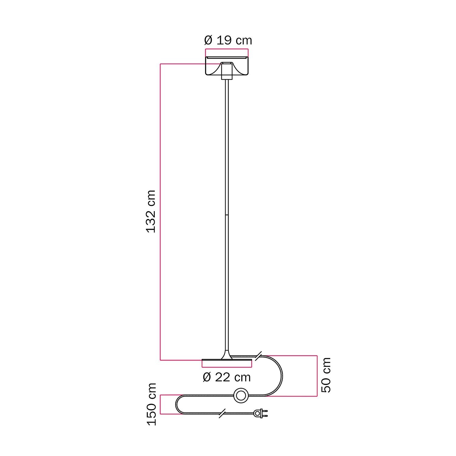 MAG-Y vloerlamp met ronde, metalen voet en Ghost smoky lichtbron