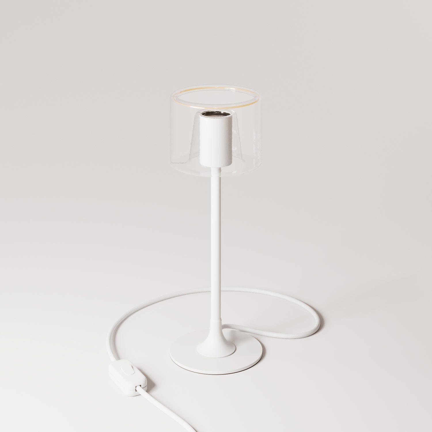 Lampe de table MAG-Y avec base ronde en métal et ampoule Ghost transparente