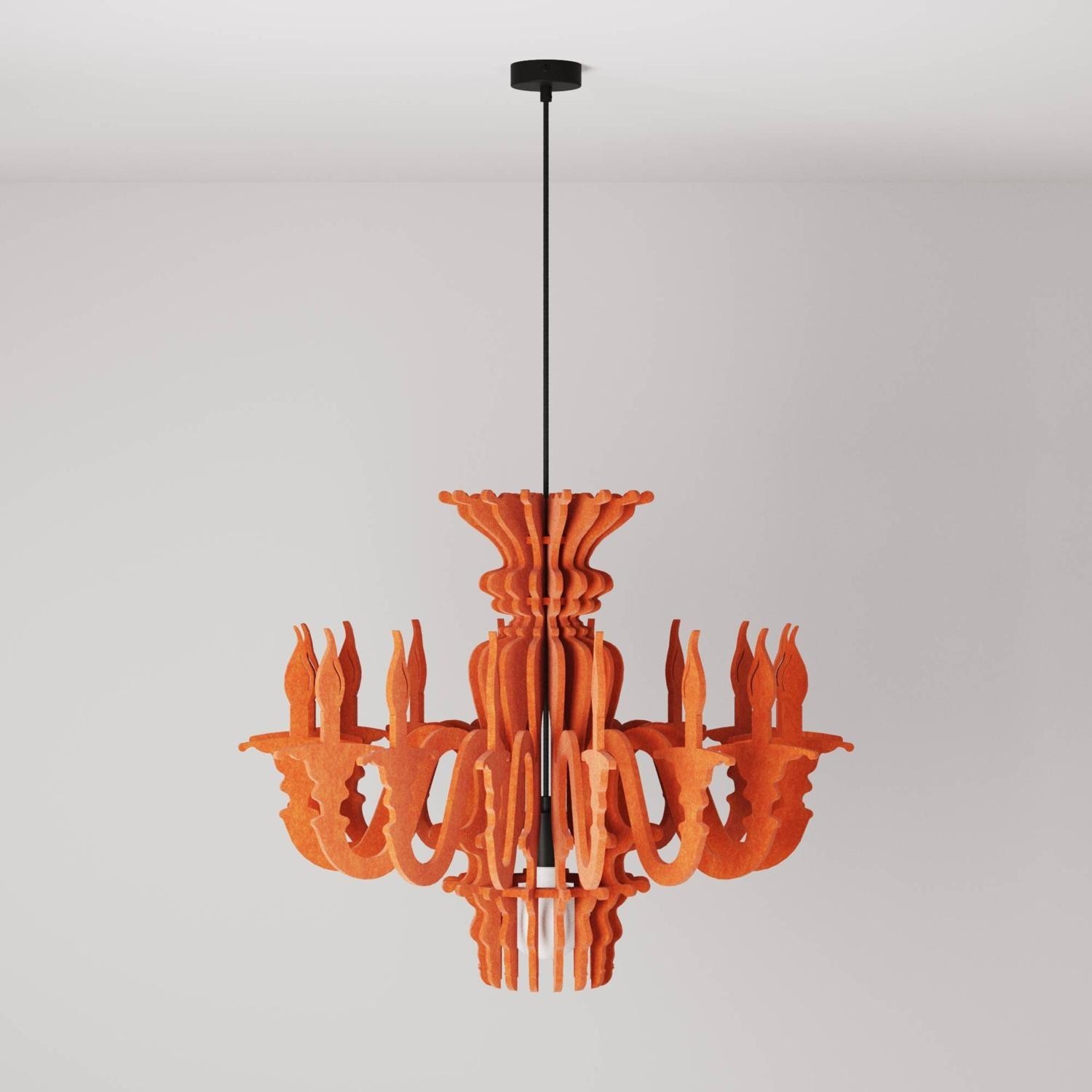 Hanglamp met klassieke SHHANDELIER kap gemaakt van geluidsabsorberend materiaal