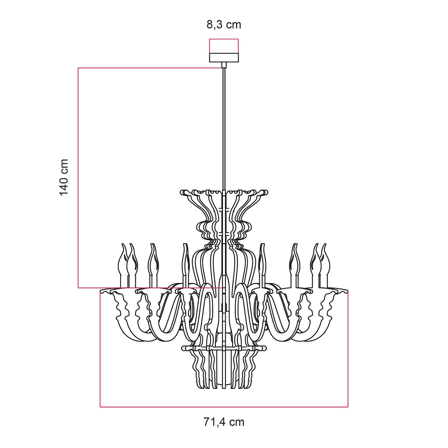 Hanglamp met klassieke SHHANDELIER kap gemaakt van geluidsabsorberend materiaal