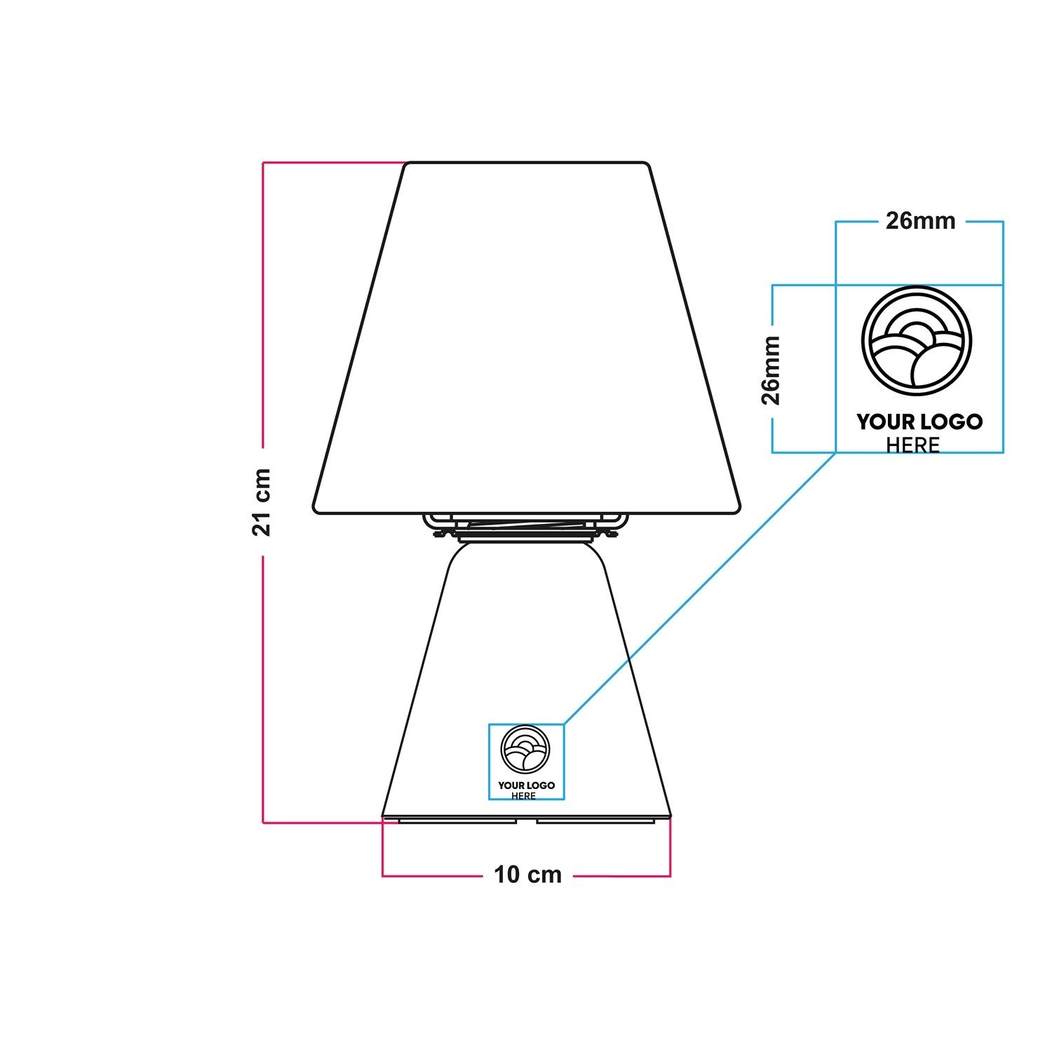 Lampe portable et rechargeable Cabless11 avec ampoule - personnalisable (min 20 pièces)