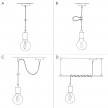 Suspension fabriquée en Italie avec câble textile et finition en métal avec douille E14 P-light