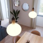 Hanglamp Made in Italy, compleet met strijkijzerkabel en houten afwerkingen