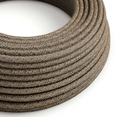 Strijkijzersnoer UV-bestendig voor buiten, rond, bekleed met natuurlijk linnen Bruin SN04 - compatibel met Eiva Outdoor IP65
